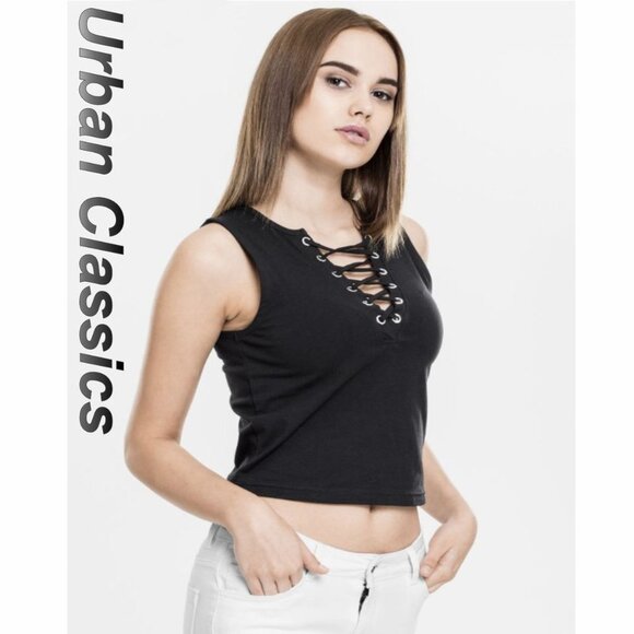Urban Classics Lace Up Crop Top - Picture 1 of 6